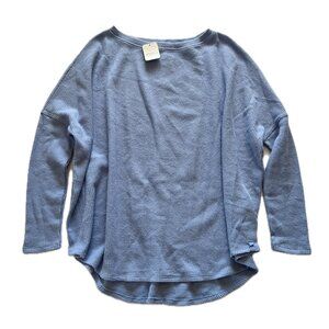 Free People Sweater Waffle Blue Long Sleeve Dawn Breeze NWT Size S/P New